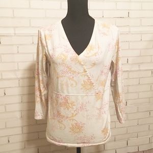 🌼 J Jill Crossover Tee | White & Gold | S